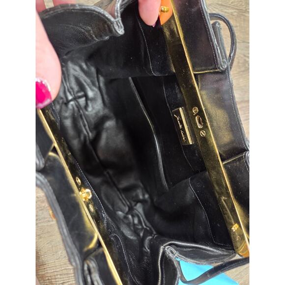 Vintage Judith Leiber Classic Black Snakeskin Reptile Gold Clutch Evening Purse - Picture 9 of 11